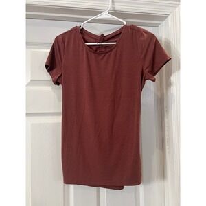 Athleta‎ Open Back Top Ruched Activewear Tee Shirt Casual Brown Size XS